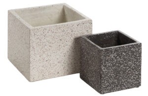 Béžovo černý set dvou terrazzo květináčů Kave Home Bransc 26x26/ 17x17 cm