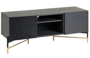 Černý jasanový TV stolek Kave Home Milian 140 x 43 cm