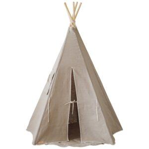 Moi Mili Béžový lněný teepee stan s podložkou Apache 170 x 130 cm