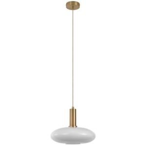 Nordic Living Bílo zlatá skleněná závěsná lampa Tabea 28 cm