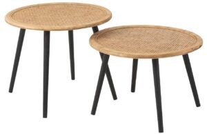 Set dvou bambusových konferenčních stolků J-line Bimbo 68/68 cm