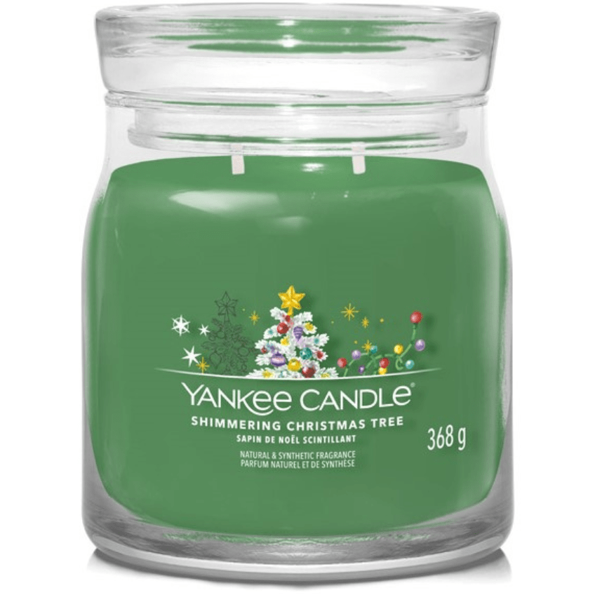 Střední vonná svíčka Yankee Candle Shimmering Christmas Tree Signature