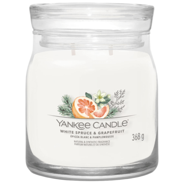 Střední vonná svíčka Yankee Candle White Spruce & Grapefruit Signature