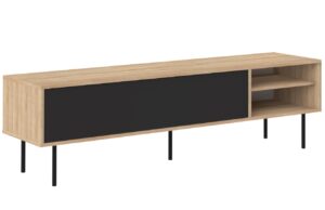 Černý TV stolek TEMAHOME Ampere 165 x 40 cm s dubovým dekorem