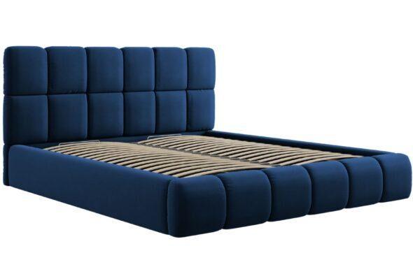 Královsky modrá sametová dvoulůžková postel MICADONI Bellis 180 x 200 cm