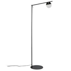 Nordlux Opálově bílá skleněná stojací lampa Contina s černou podstavou 139 cm